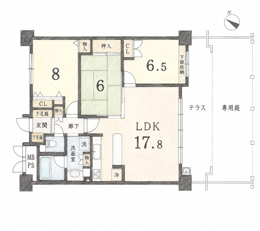 ロイヤルシャトー緑ヶ丘1F_間取り図