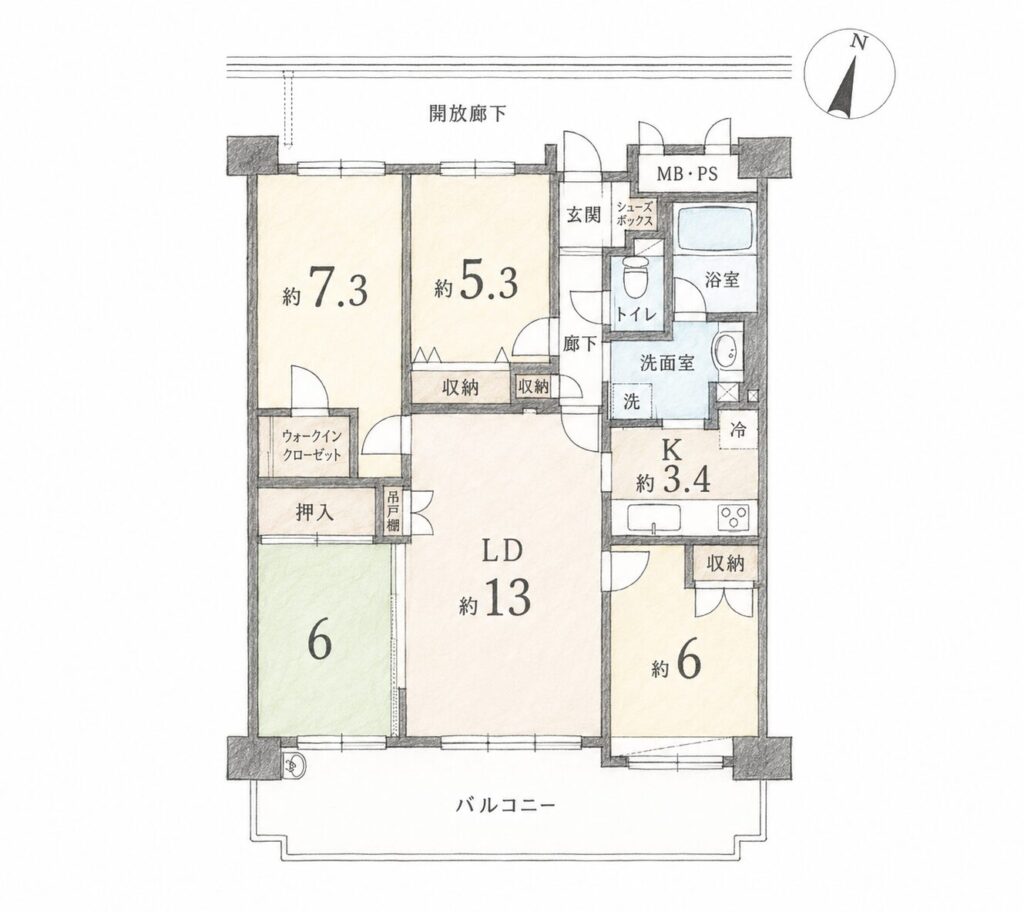 ロイヤルシャトー緑ヶ丘3F_間取り図