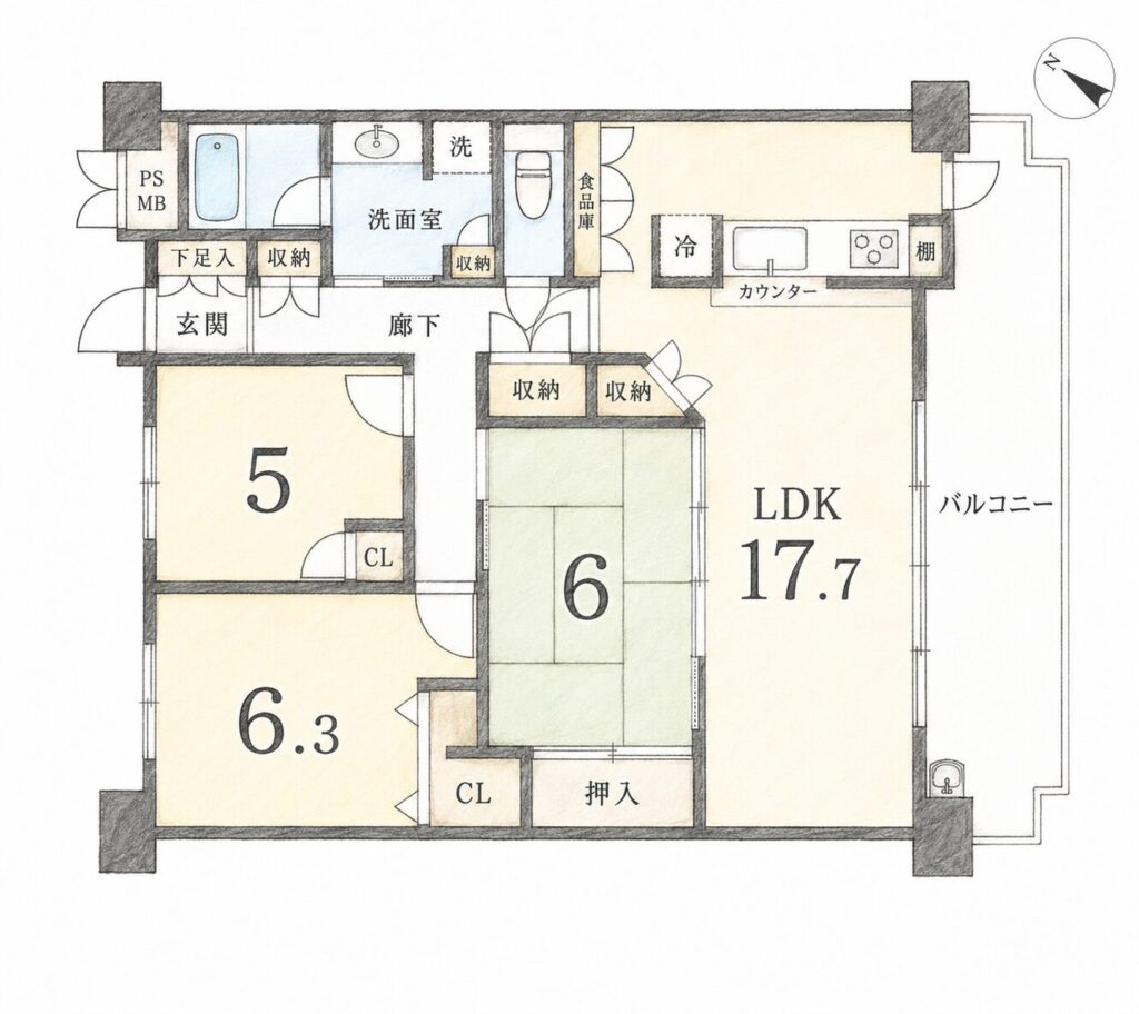 ロイヤルシャトー緑ヶ丘2F_間取り